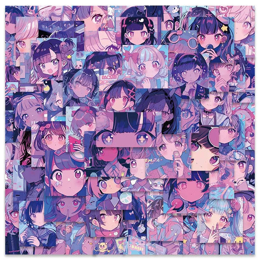 61PCS Kawaii Anime Girl Stickers for Notebook, Phone, Laptop, Suitcase Decoration
