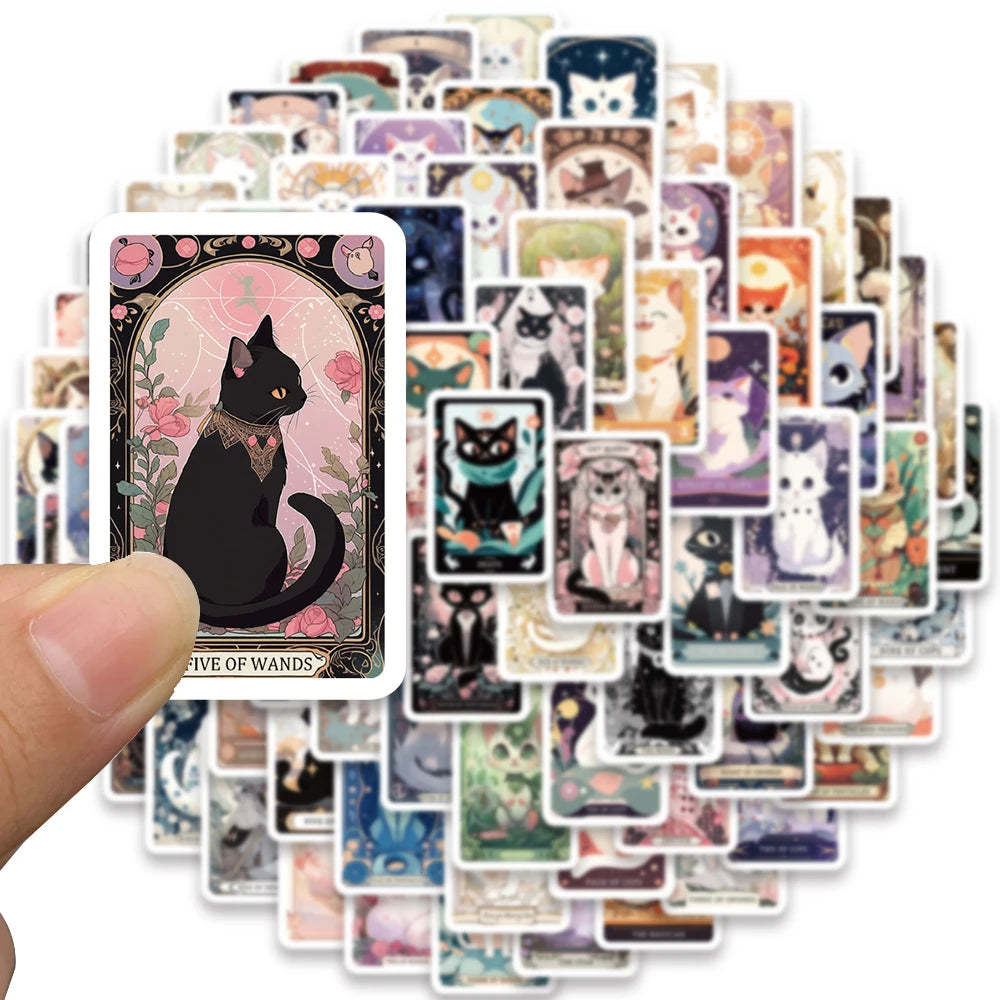 78pcs Cute Cartoon Cats Tarot Card Stickers