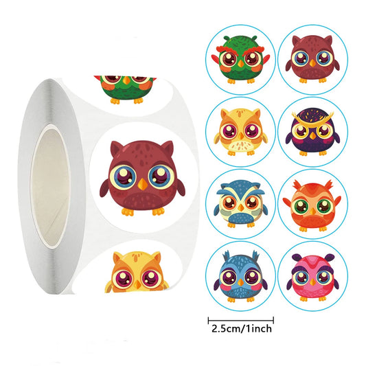 100-500pcs Owl Animal Sticker Reward Sticker Party DIY Gift Decoration Seal Label Children's Toys Office Stationery