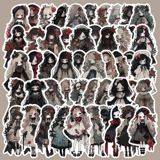 50Pcs Vampire Girl Graffiti Stickers for Helmet, Wall, DIY Decoration