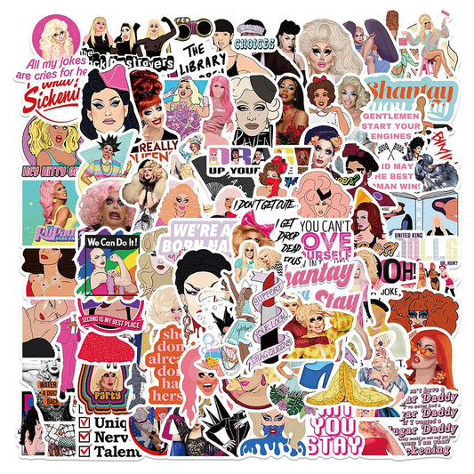 RuPaul's Drag Race Stickers: 10/30/50/100PCS Makeup TV Show Decals for Laptop, Luggage, Snowboard, Kids