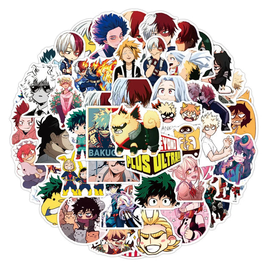 50PCS My Hero Academia Anime Stickers Waterproof for Fridge Guitar Mug Skateboard Decor