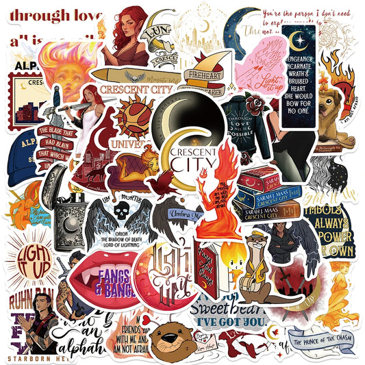 50PCS Crescent City Romance Book Stickers DIY Decal for Laptop, Guitar, Phone, Scrapbook