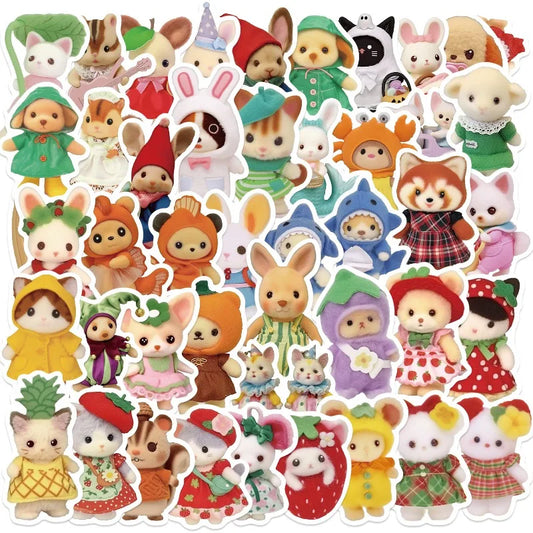 60pcs Anime Animal Sticker Pack for Luggage, Water Bottles, Phones, Laptops, Scooters, Refrigerators