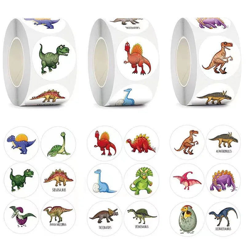 50-500pc 2.5cm/1inch Dinosaur Animal Shaped Sticker Decoration Gift Box Sticker Label Stationery Sticker Teacher Reward Stickers