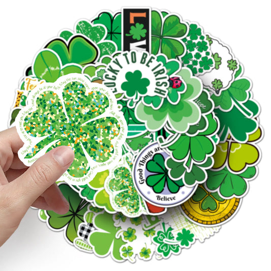 Four Leaf Clover Stickers Pack - Laptop, Guitar, Car, Bike, Skateboard Decals