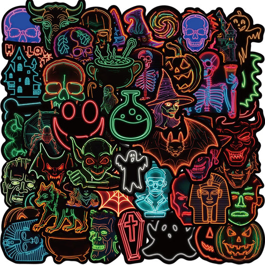 Neon Horror Halloween Cartoon Stickers Waterproof Skateboard Laptop Car Phone Motorcycle 10/30/50pcs