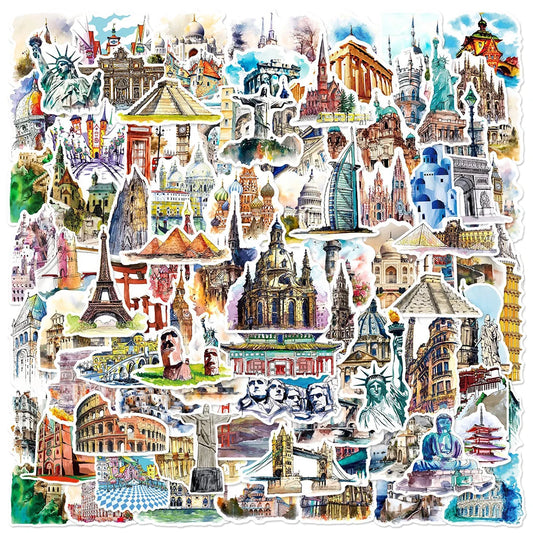 World Landmark Graffiti Stickers - 10/30/50/100pcs Laptop Phone Car Decor