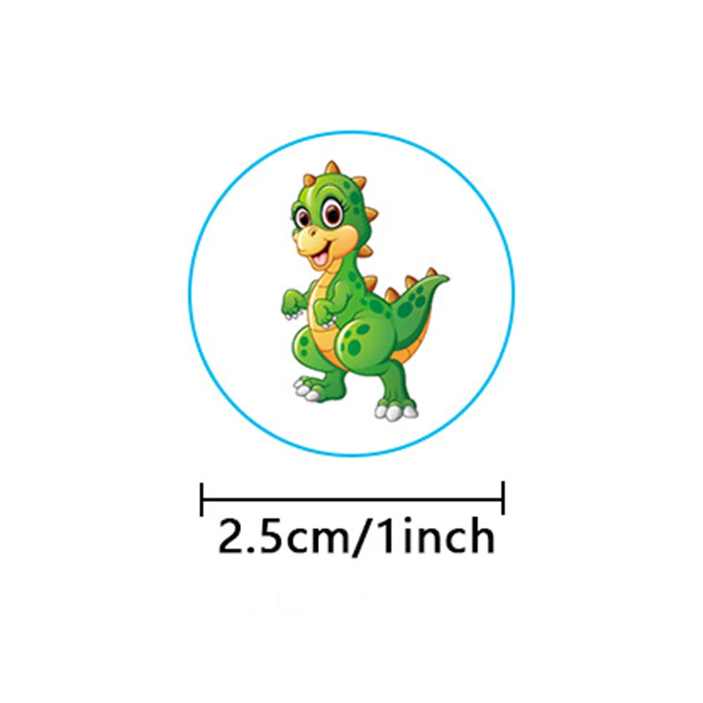 100-500pcs Cartoon Dinosaur Stickers Seal Label Photo Album Decoration for School Reward Sticker Children's Stationery 1 inch