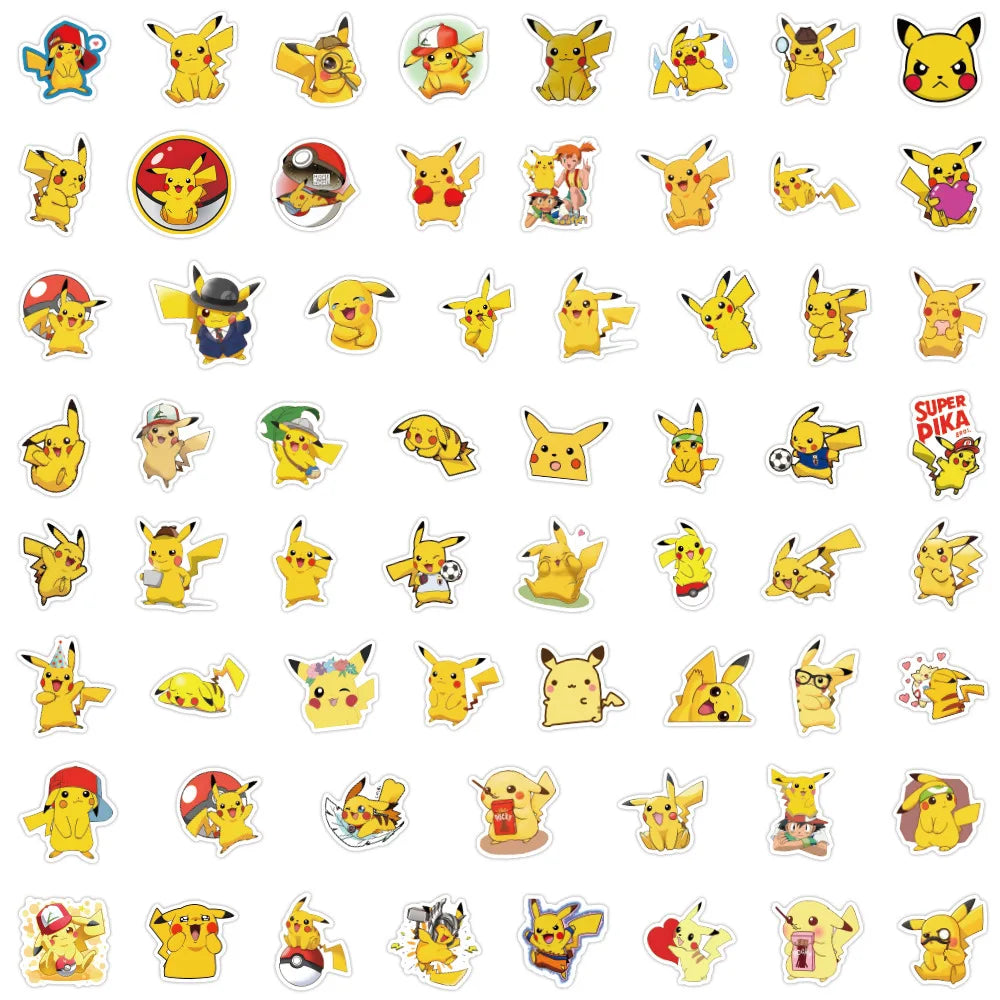 60pcs New Cartoon Pokémon Pikachu Graffiti Decorative Luggage Laptop Guitar Sticker