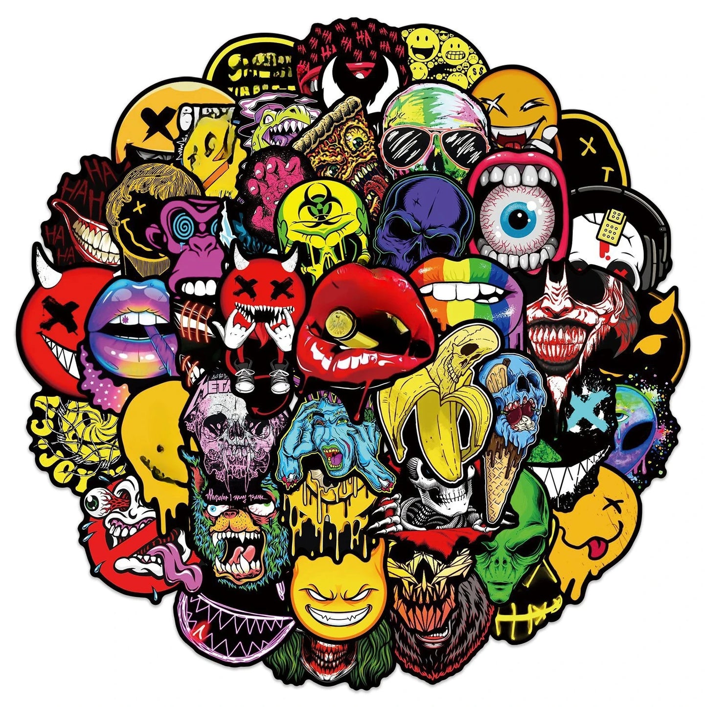 Graffiti Horror Grimace Stickers for DIY Scrapbooking, Phone, Laptop, Guitar, Luggage, Car, Skateboard, Helmet - 10/25/50pcs
