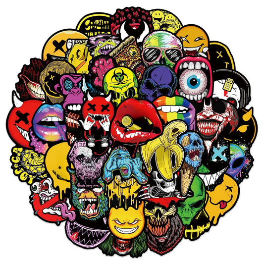 Graffiti Horror Grimace Stickers for DIY Scrapbooking, Phone, Laptop, Guitar, Luggage, Car, Skateboard, Helmet - 10/25/50pcs