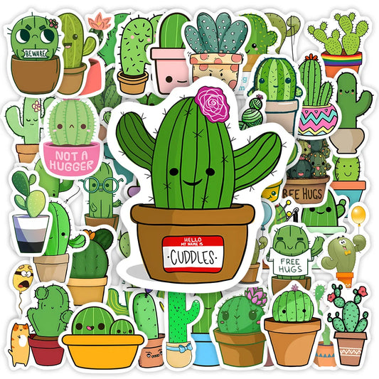 Cute Cartoon Cactus Stickers Funny Plant DIY Toy Gift Graffiti Decal for Phone Laptop Bottles Scrapbook Kids Waterproof Stickers