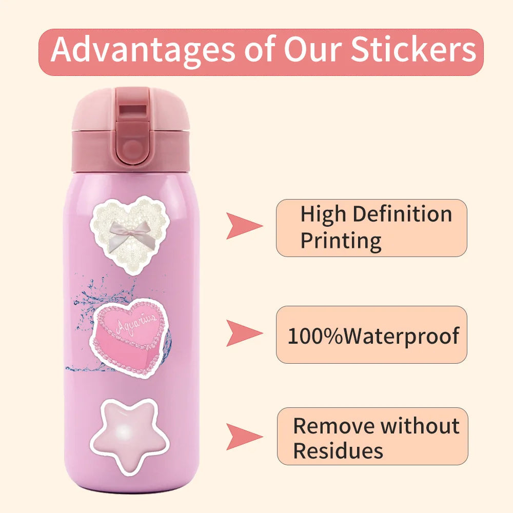 10/30/60PCS Funny Pink Coquette Stickers Toys Cute Cartoon Decals DIY Skateboard Fridge Notebook Fridge Guitar Kawaii Sticker