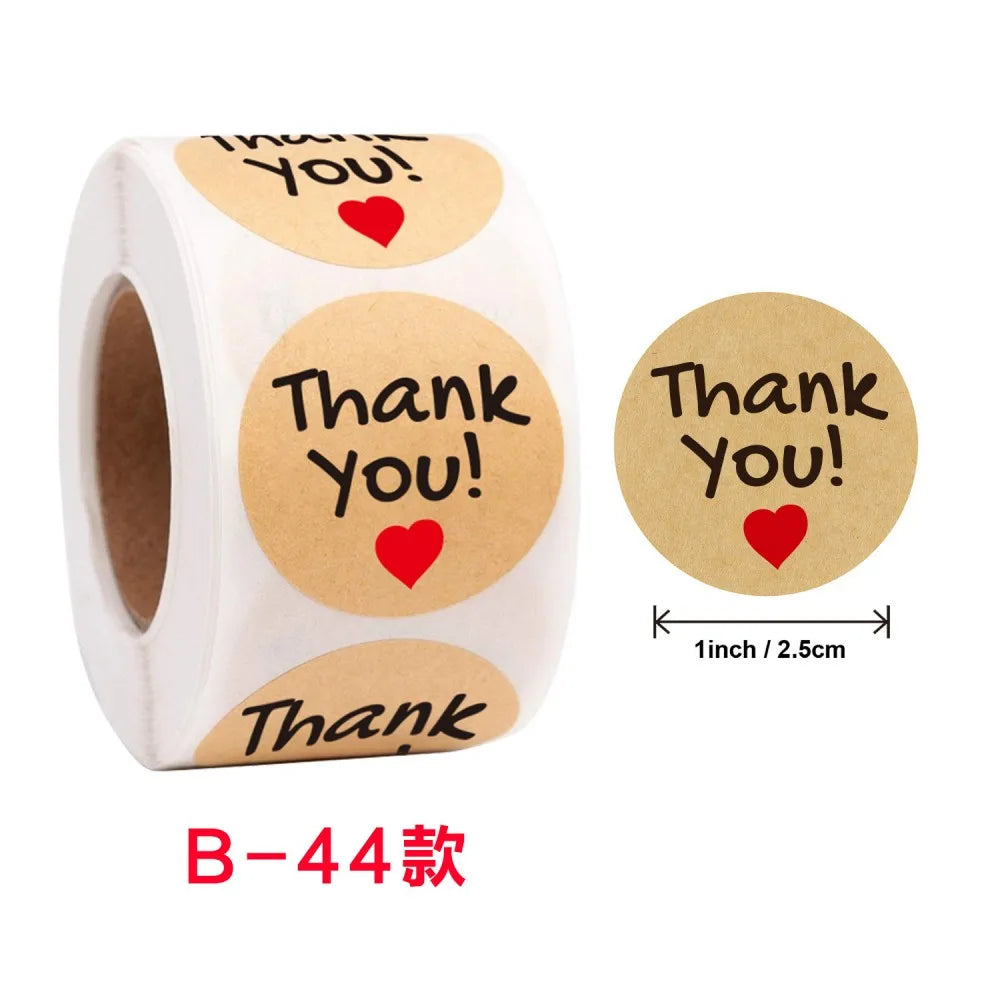 50-500pc Round French Merci Kraft Sticker Thank You Stickers Gift Labels Scrapbooking Baking Package Adhesive Sticker Seal Label