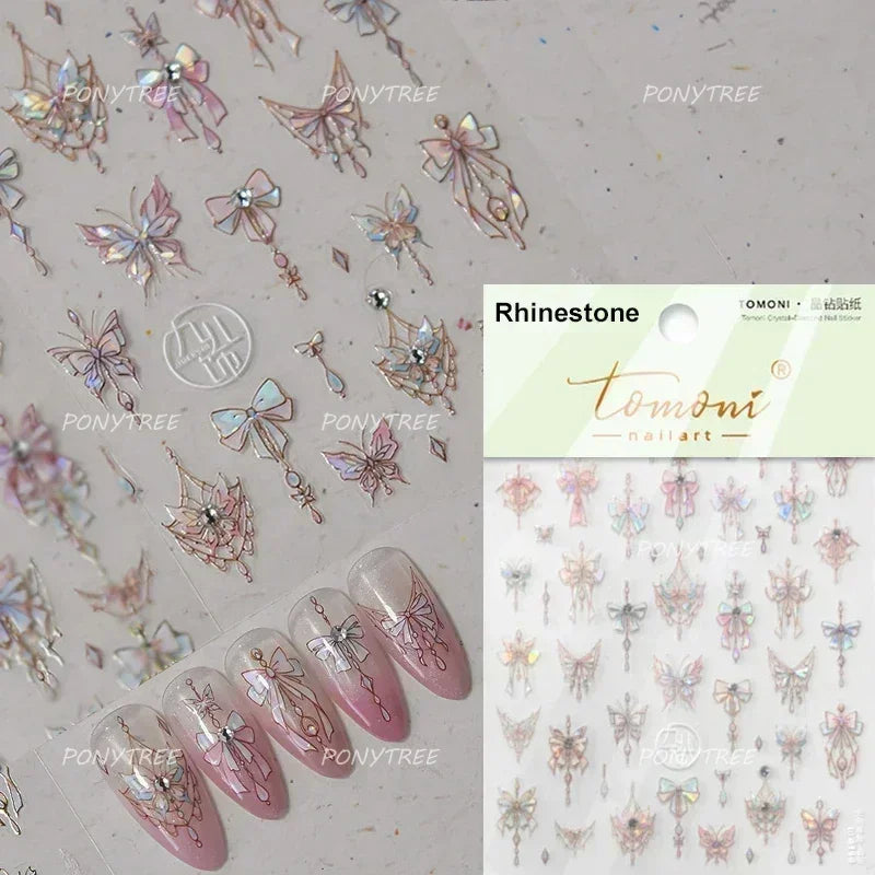 Sapphire Blue Butterfly Rhinestone Nail Stickers
