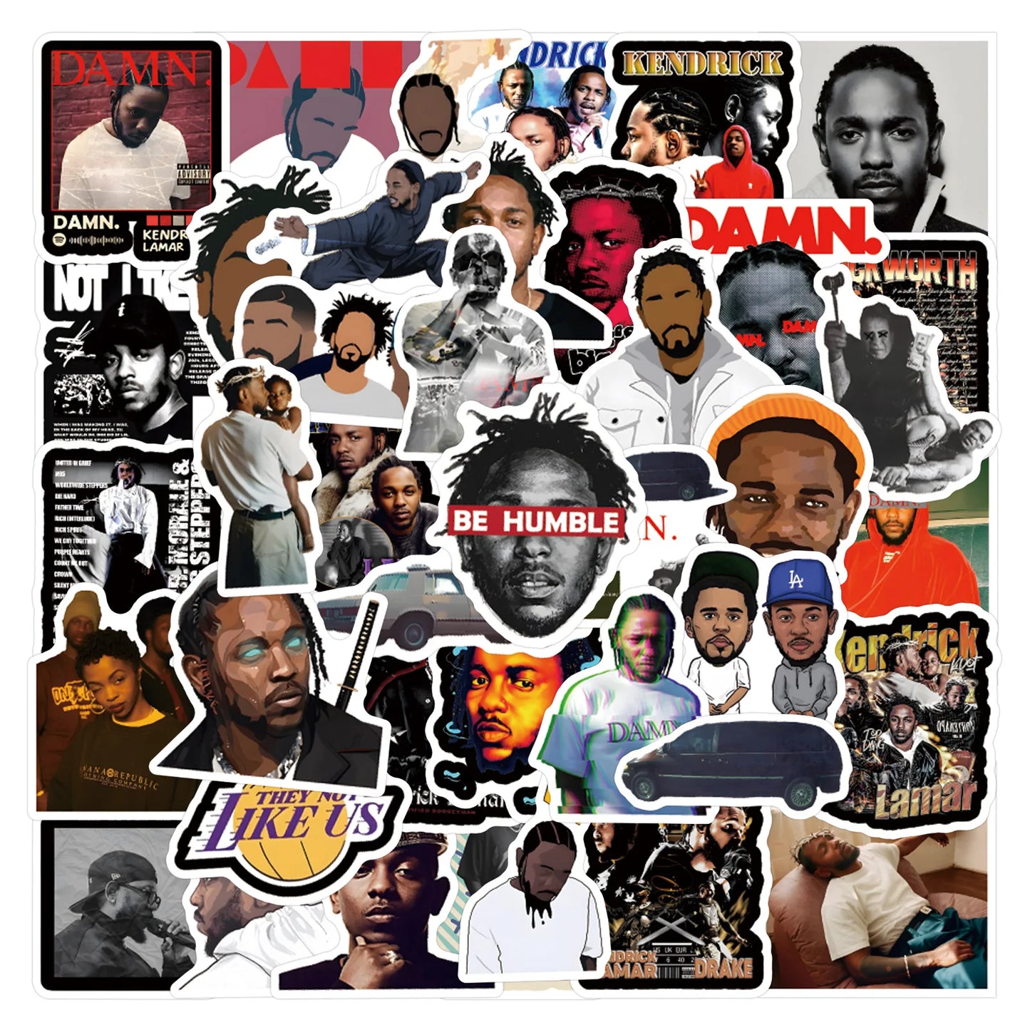 Kendrick Lamar Graffiti Stickers for Phone, Laptop, Guitar, Luggage, Skateboard - 10/30/55PCS