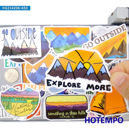 20/30/50Pieces Travel Stickers Climbing Hiking Camping Outdoor Explore for Phone Scrapbook Luggage Car Motorcycle Laptop Sticker