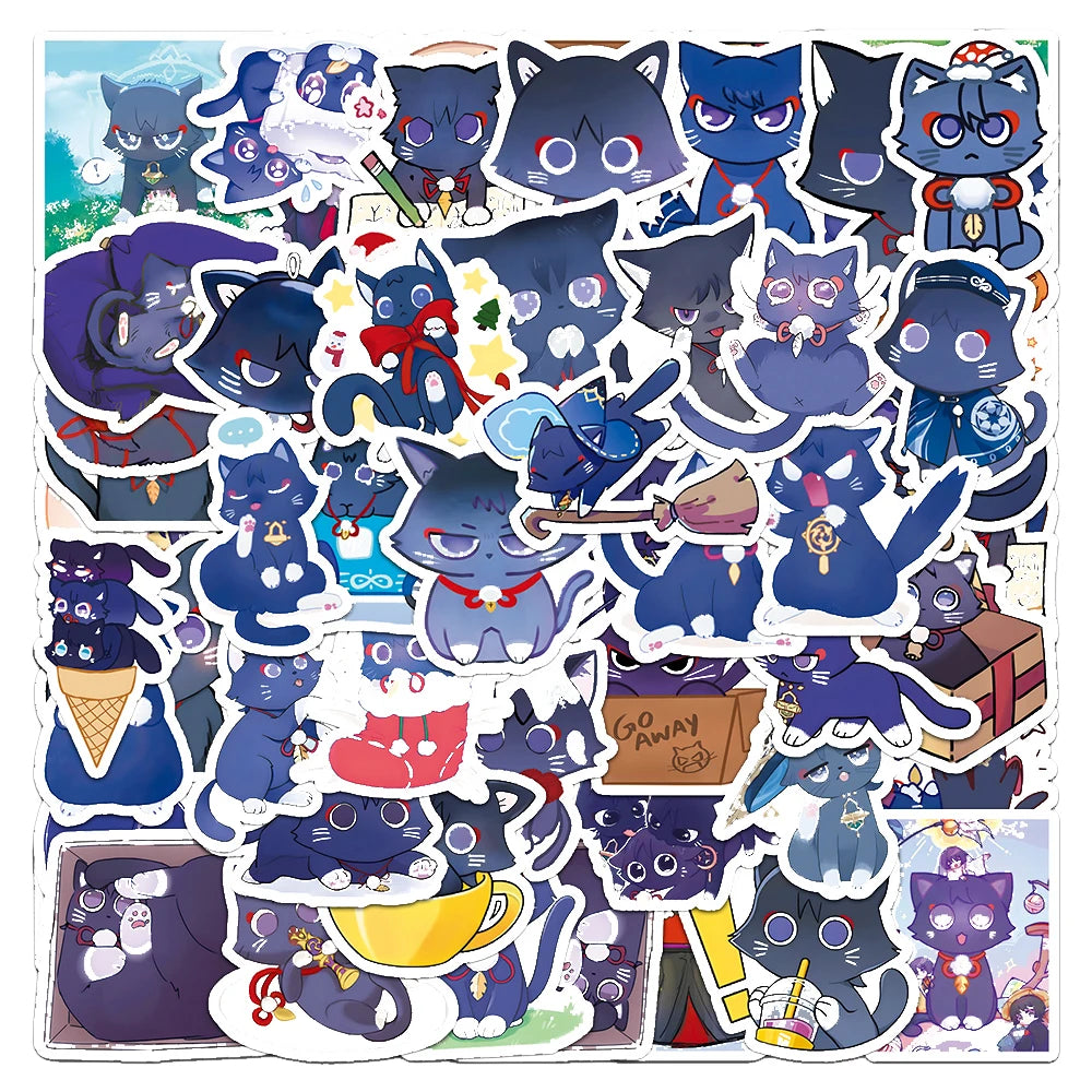 51Pcs Cute Cat Graffiti Stickers for Helmet, Wall, DIY Decoration