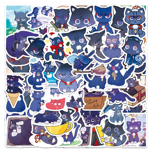 51Pcs Cute Cat Graffiti Stickers for Helmet, Wall, DIY Decoration