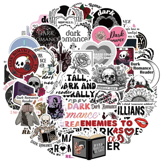 Dark Romance Skull Stickers: Waterproof Decals for Laptop, Motorcycle, Luggage, Snowboard, Fridge (10/30/50 Pcs)