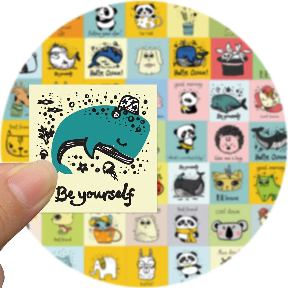 10/25/60PCS Happy Animal Graffiti Sticker Kid Toy Decor Laptop Luggage Phone Rfrigerator Gitar Helmet Waterproof Toy Gift Decal