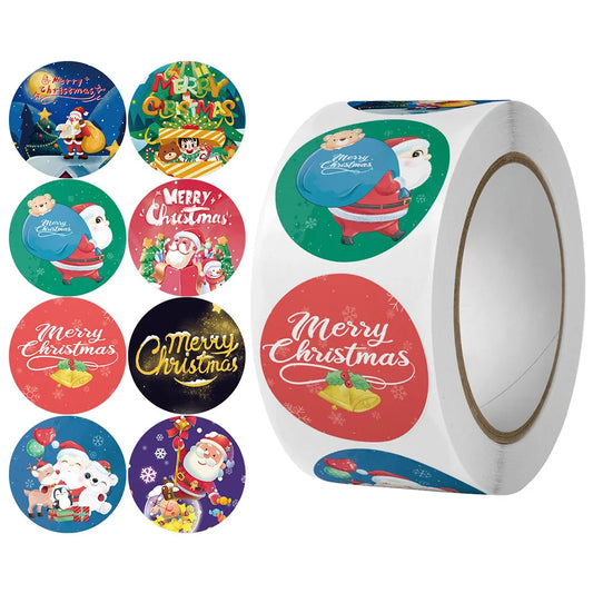 100-500Pcs Merry Christmas Stickers Xmas Envelope Seal Stickers for Christmas Decoration, Wedding Party, Holiday Gift Package