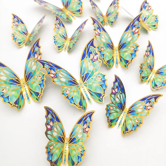 12Pcs 3D Gold Butterfly Wall Stickers Self-Adhesive Decor Decals