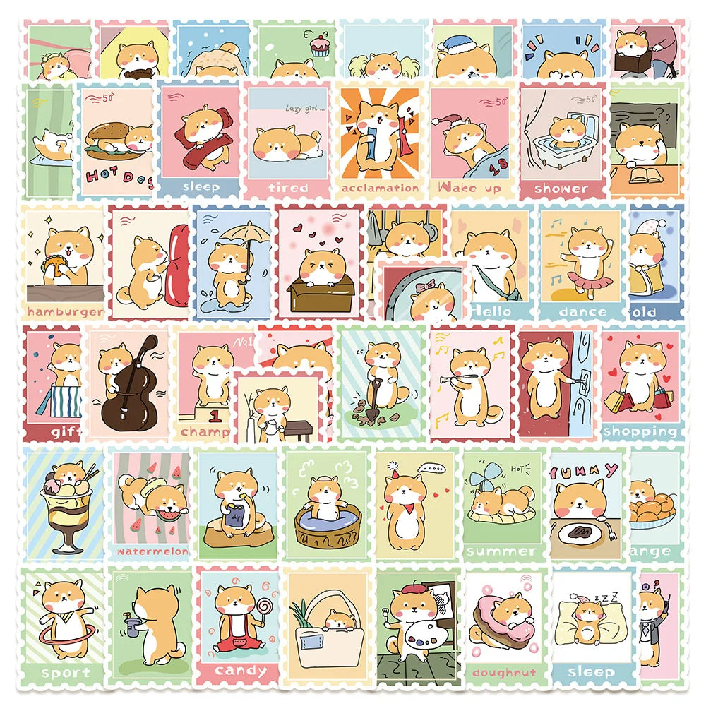 50Pcs Shiba Inu Stickers Waterproof Decals