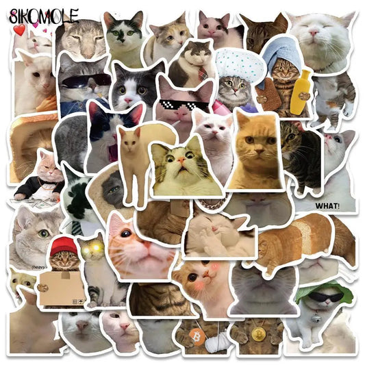 Cat Meme Funny Animal Stickers Pack - DIY Phone Luggage Laptop Decals