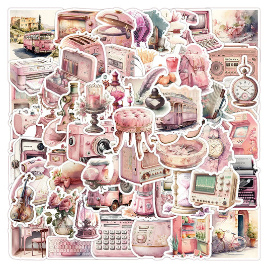 Cute Pink Aesthetic Stickers for Laptop, Suitcase, Phone - 10/30/63pcs Kawaii Decals for Girls Kids