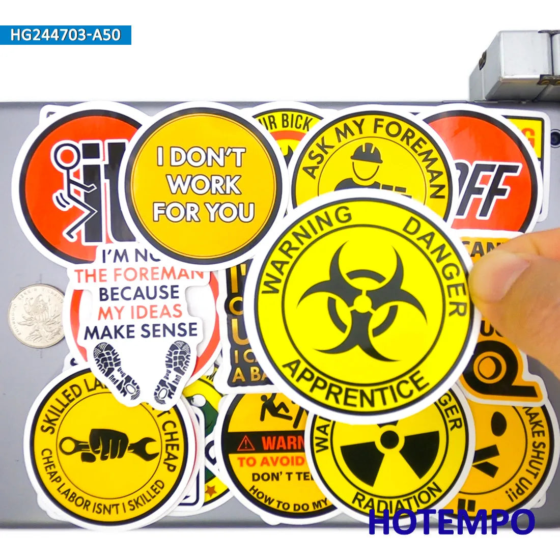 20/30/50Pieces, Warning Stickers, Safety Caution Danger Tips, Humorous Worker Slogan, for DIY Creative Decoration, Funny Sticker