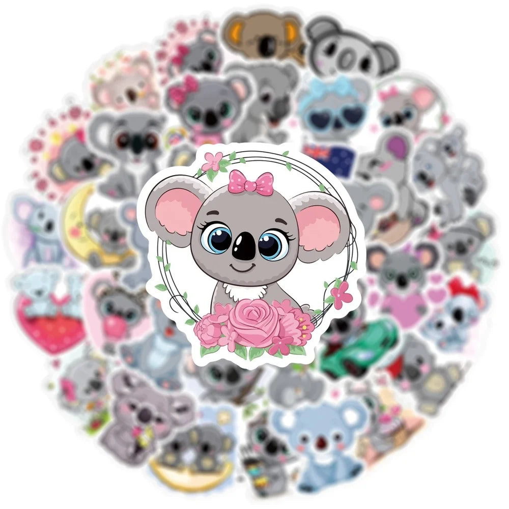 10/50Pcs Kawaii Koala Bear PVC Waterproof Stickers Scrapbooking Diy Luggage Cup Sticker Stationery Supplies 2022