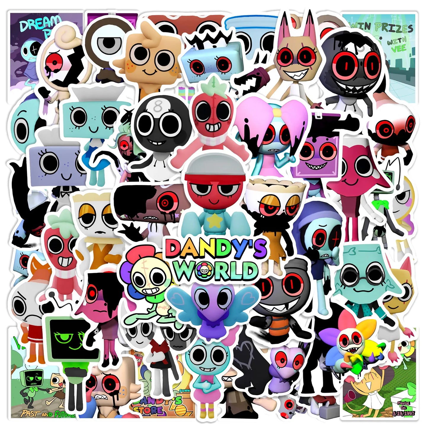 50PCS Cartoon Stickers Waterproof for Laptop & Skateboard
