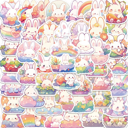Cartoon Rainbow Rabbit Stickers for Phone Laptop Luggage Skateboard Kids Gift