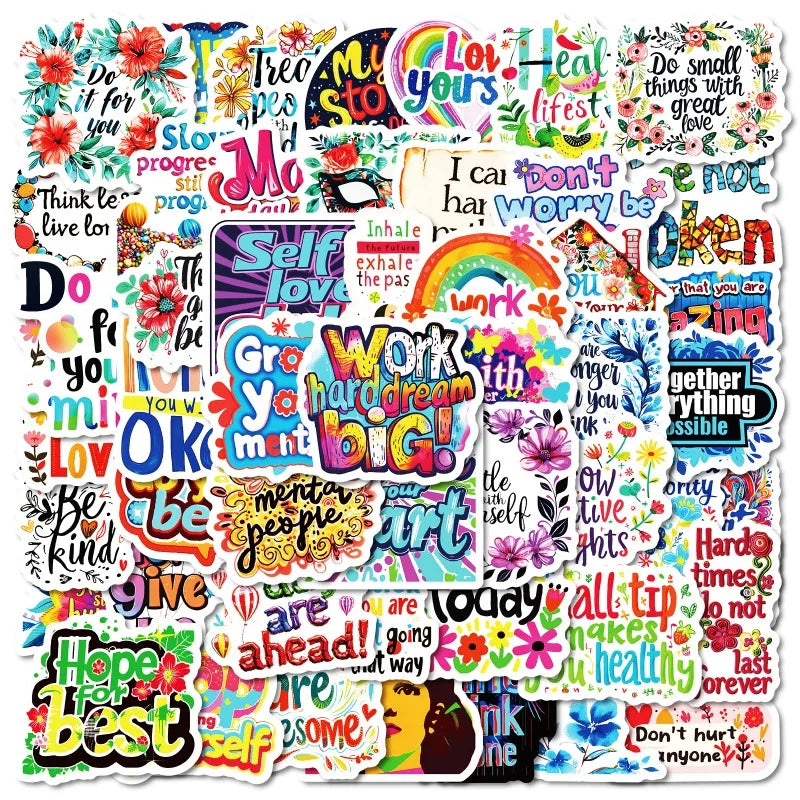 50pcs Inspirational Sunshine Stickers for Laptop, Phone, Water Bottle, Suitcase, Stationery, Refrigerator