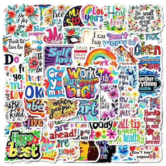 50pcs Inspirational Sunshine Stickers for Laptop, Phone, Water Bottle, Suitcase, Stationery, Refrigerator