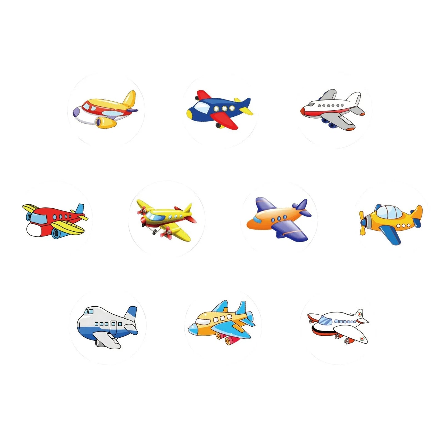 100-500pcs Round Airplane Sticker Kids Birthday Gifts Classroom Teacher Rewards Supplies Airplane Birthday Decorations Sticker