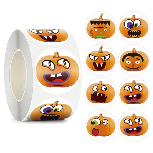 100-500pcs Happy Halloween Party Children Gift Toy Sealing Stickers 1in Pumpkin Pattern Carnival Holiday Decoration book Sticker