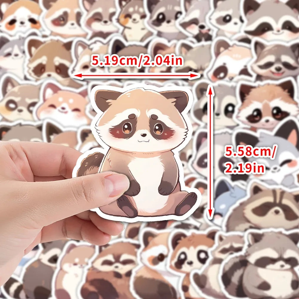 10/50pcs Cute Cartoon Raccoon Personalized Graffiti Waterproof Sticker Animal Diy Mug Mobile Phone Trend Decal Decal Wholesale