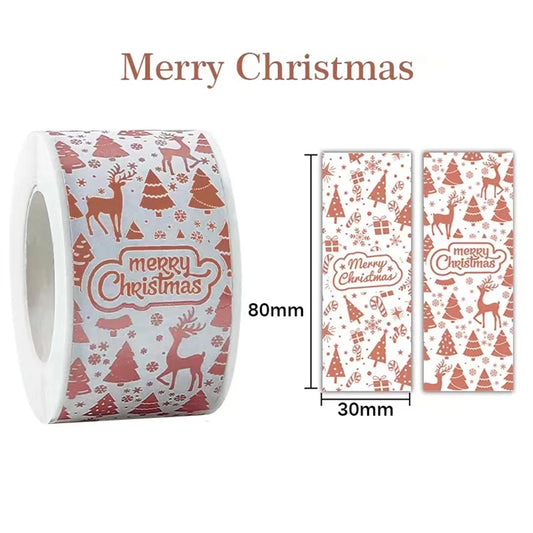 120 Gold Foil Merry Christmas Stickers for Gifts & Envelopes