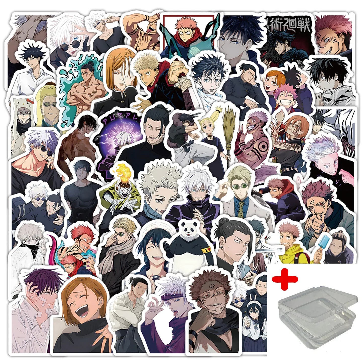 Jujutsu Kaisen Graffiti Stickers Pack - 53pcs for Helmet, Wall, Desktop Decoration with Storage Box