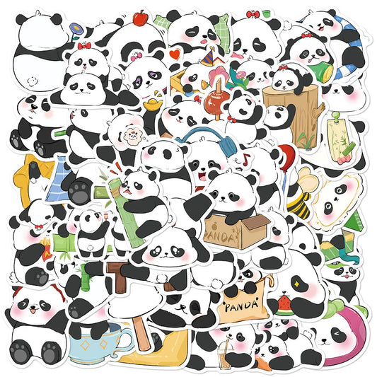 50Pcs Panda Stickers Waterproof for Scrapbooking & Luggage