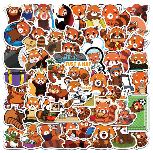 50Pcs Cute Red Panda Stickers for Helmet, Wall, Desktop Decoration