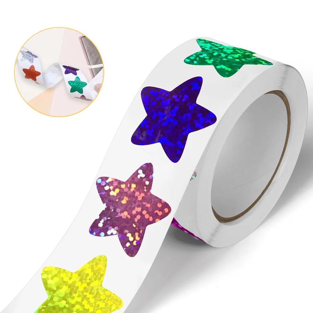 100-500pcs Colorful Star Stickers for Kids Reward School Classroom Adhesive Holographic Stickers for Teachers Parents DIY Craft