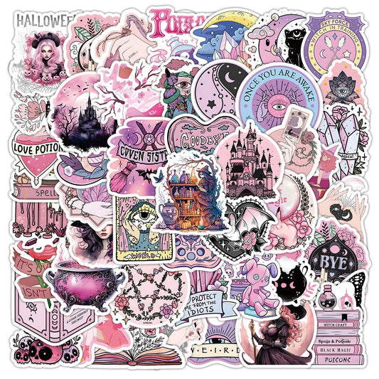 Gothic Witch Pink Stickers 10/30/50pcs Waterproof Decals for Laptop Phone Luggage Car
