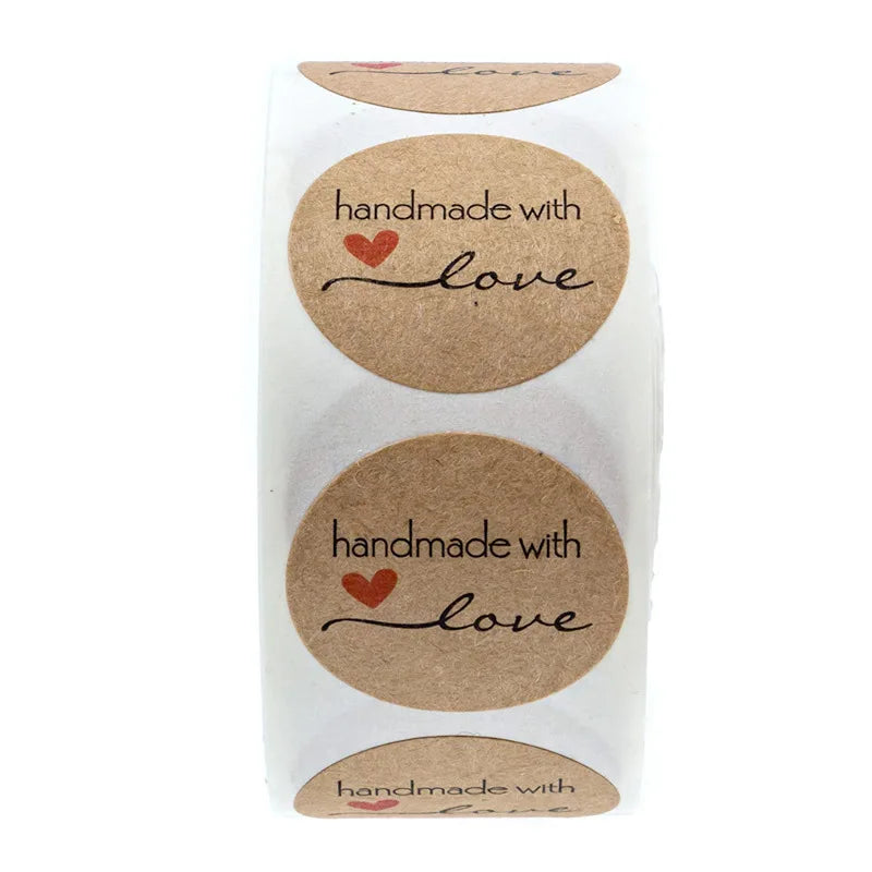 100-500pcs Kraft Paper Sticker Homemade With Love Stickers Scrapbooking For Envelope And Package Seal Labels Stationery Handmade