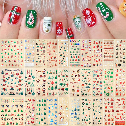 30pcs 3D Santa Snowman Nail Stickers Christmas Decor
