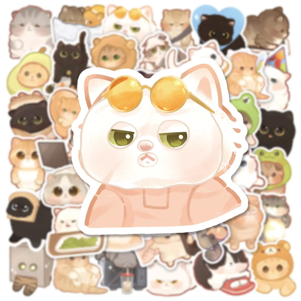 10/30/50PCS Cute Cartoon Cat Kawaii Stickers Decal DIY Phone Skateboard Notebook Suitcase Fridge Bike Car Graffiti Kids Toy Gift