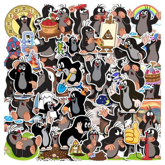40 Krtek Cartoon Stickers for Suitcase, Water Cup, Car, Laptop, Scooter, Refrigerator